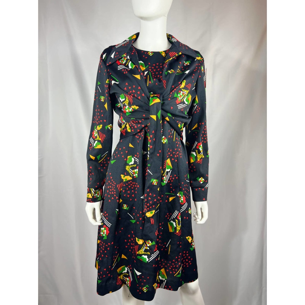 1970's "Union Made" Dress w/ Jacket (Navy)